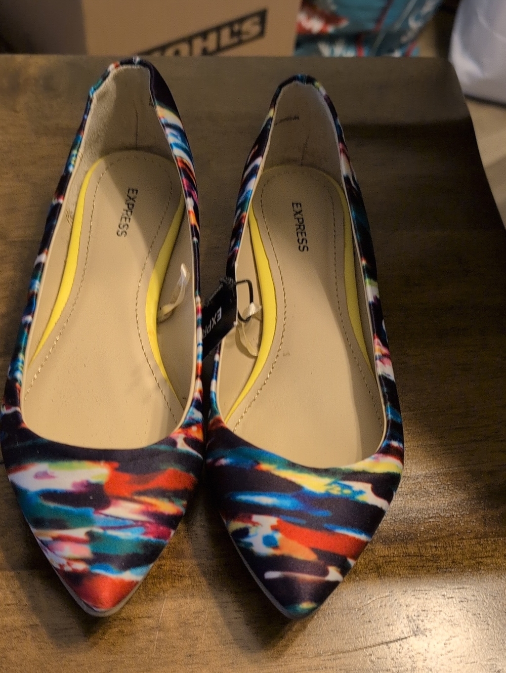 Express Multicolor Abstract Print Pointed-Toe Flats